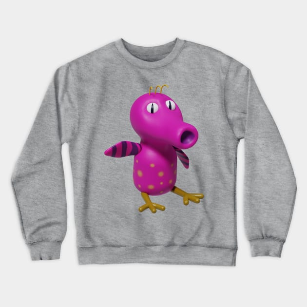 Cute pink bird Monster Crewneck Sweatshirt by valsevent